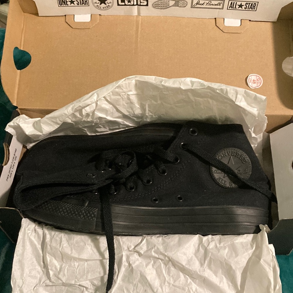 All black high top converse